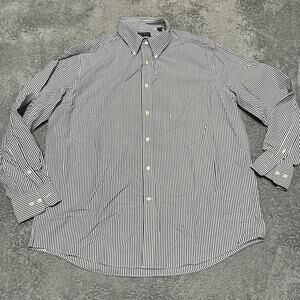 Lauren Ralph Lauren Black Label Shirt Mens 17.5 Blue Stretch Regular Striped